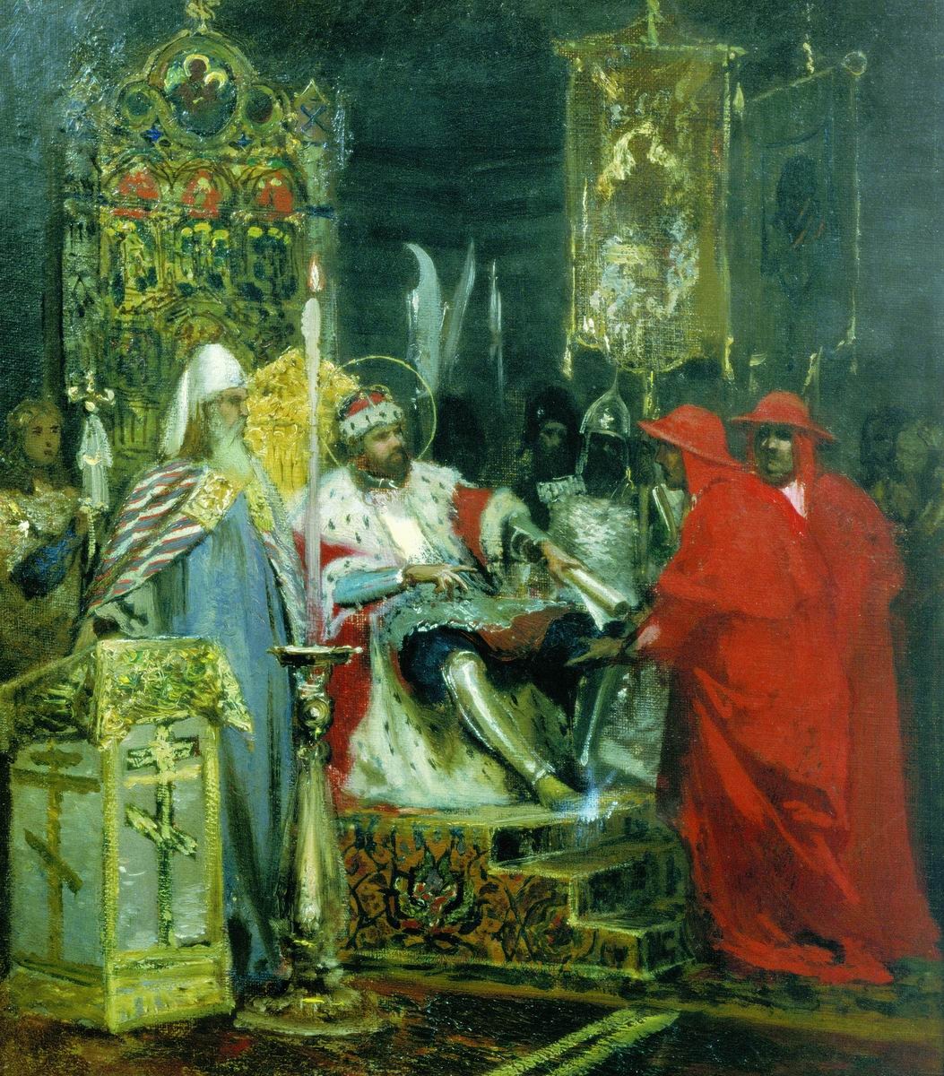 Семирадский Г.И. Князь Александр Невский принимает папских легатов. 1876 г. Семирадский Г.И. Князь Александр Невский принимает папских легатов. 1876 г.