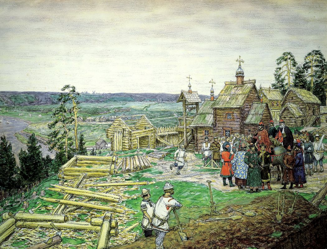 Васнецов А.М. Основание Москвы. Постройка первых стен Кремля Юрием Долгоруким в 1156 г. 1917 г. Васнецов А.М. Основание Москвы. Постройка первых стен Кремля Юрием Долгоруким в 1156 г. 1917 г.