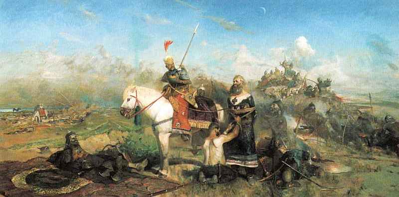 Первая встреча русских с татарами произошла. Рыженко битва на Калке. Битва на Калке картина Рыженко.